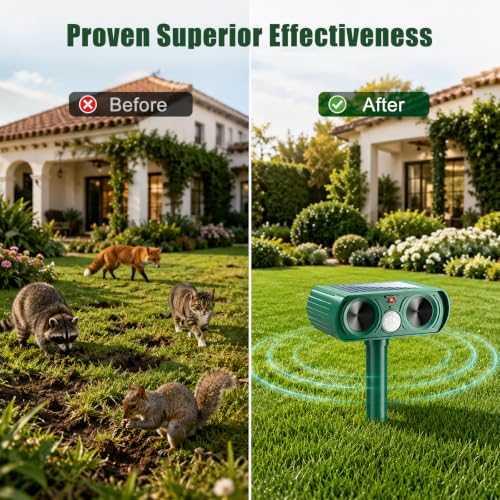 2026 Solar Ultrasonic Animal Repellent Outdoor with Motion Sensor, 4-Pack