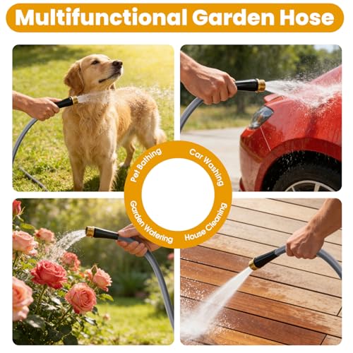 50 FT Garden Hose, Non-Expanding Water Hose, Ultra-Light & Flexible, Burst-Resistant, Kink-Free, High-Pressure Garden Hose All-Weather Use for Lawns, Gardens, and Outdoor Cleaning