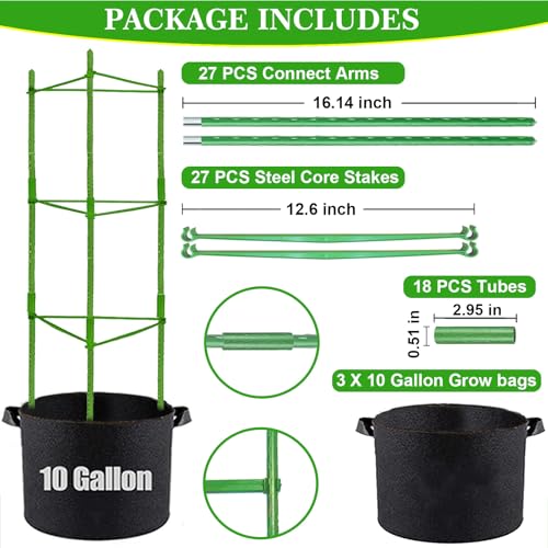 Moirsunt Tomato Cages with 10 Gallon Grow Bags, 48 Inches Tomato Planter - size: 48 inch
