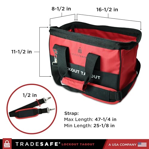 TRADESAFE Lockout Tagout Bag - XL Loto Bag, Heavy Duty Tool Bag Organizer - size: Extra Large