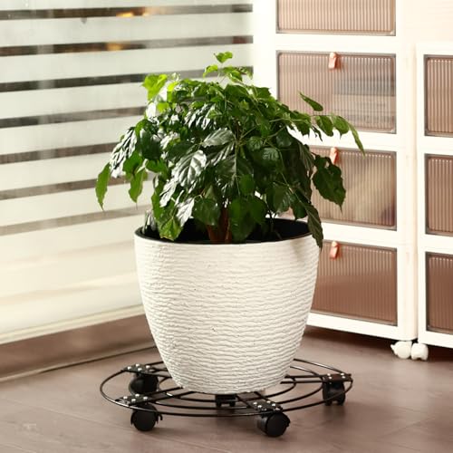 5 Packs 13.5" Large Metal Plant Caddy with Wheels Iron Rolling Plant Stands Heavy-duty Plant Roller Base Pot Movers Indoor Outdoor Plant Dolly with 5 Casters Plant Trolley Coaster Holder - size: 13.5" - 5 packs