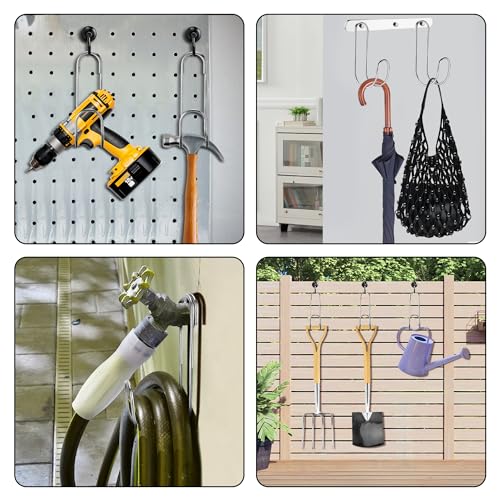 Adnee 2 Pcs Flexible Garden Hose Storage Hook-Stainless Steel Water Hose Hanger Support Up to 44lbs-Hanging Stainless Hose Holder for Indoor Outdoor Home Garden Water Hose Storage