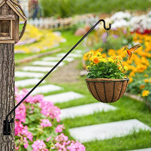 MIXXIDEA 2 Packs Heavy Duty Extended Reach Wall Mounted Deck Hook Wall Pole, Wall Bracket Direction and Length Adjustable Plant Bracket for Bird Feeders, Planters, Suet Baskets, Lanterns, Wind Chimes - size: 43in Long Wall Mounted Hook-2 Packs