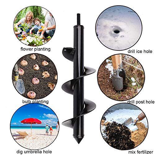 Auger Drill Bit for Planting - 3"X12" Heavy-Duty Garden Auger Spiral Drill Bit - Bulb Planter Tool & Auger Post Hole Digger - 3/8" Hex Drive Drill - size: 3"x12"(Black)