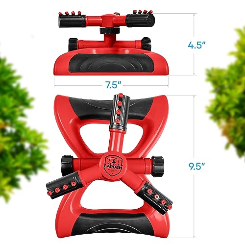 Joeys Garden Rotating Lawn Sprinkler for Yard & Kids, 360° Coverage, Red - color: RED