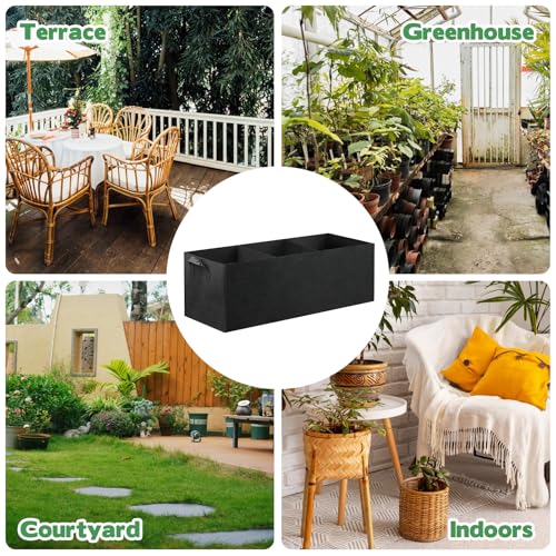 CIEOVO 4 Pack Fabric Raised Garden Bed, 22 Gallon 3 Grids Breathable Garden Growing Bags with Handle, Garden Grow Planter Bags Plant Bed for Growing Herbs Flowers and Vegetables - color: A-black-4