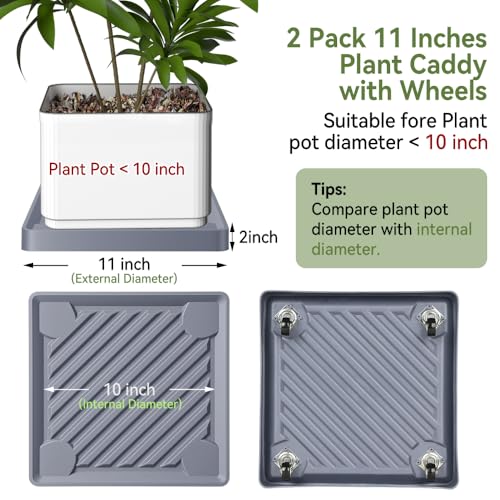 11" SquarePlant Caddy Beige with Hidden Wheels & Garden Tools Set - size: 11 Inches - Grey (2 Pcs)