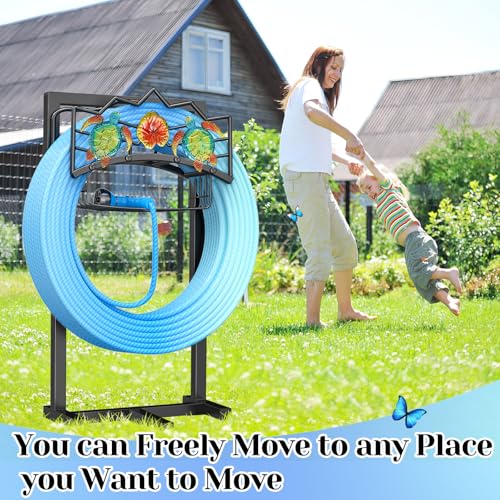 Garden Water Hose Holder 5 Spikes, Freestanding Hose Stand for Outside Yard - color: Black - Turtle