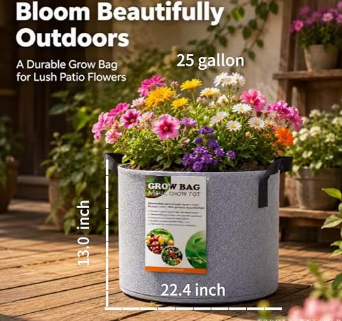 25 gallon plant large grow bags planter pots for plants with Handles,3Pcs - size: 25 gallon