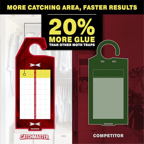 Catchmaster Clothes Moth Traps 6 Pack, Odorless Pheromone Trap for Closets - color: Red