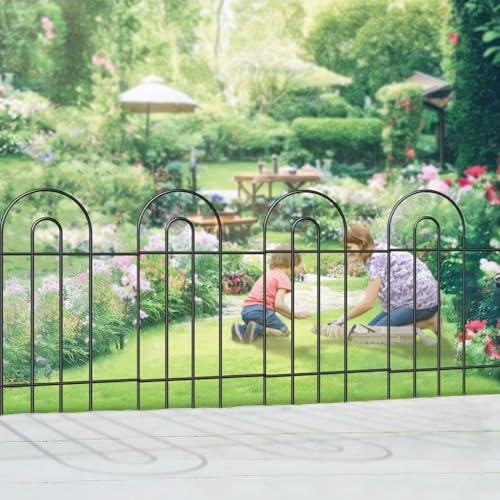 Garden Fence Border 32inX20ft Black Metal Wire Garden Fencing Panel Outdoor - color: Black, size: Black-32″x20′