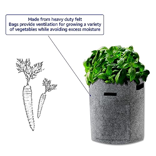 Trademark Innovations 10 Gallon Grow Bags Potato Bags for Growing Potatoes Fabric Planters Grow Bags with Handles and Harvest Window (Set of 4)