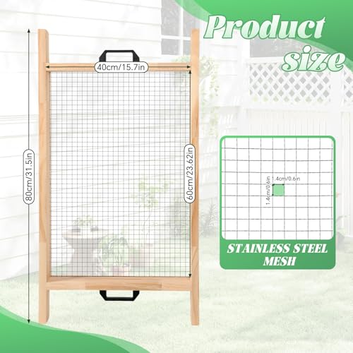 Large Soil Sifter Dirt Sifter for Gardening 15.7'' × 31.5'' Wooden Compost Sifter for Sand Gravel Sifter Suitable for Wheelbarrow and Handheld Great Garden Tool for Plants & Vegetables