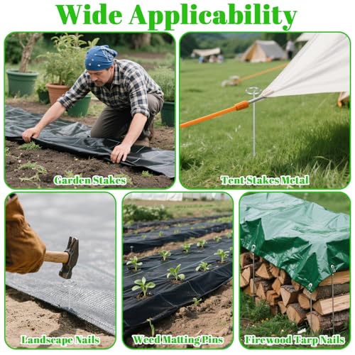 150 Pcs Landscape Fabric Staples Pins with Pick Puller, 6 Inch Yard Staples, Barrier Staple for Landscaping Securing Barrier Fabric, Irrigation Tubing, Holding Fence