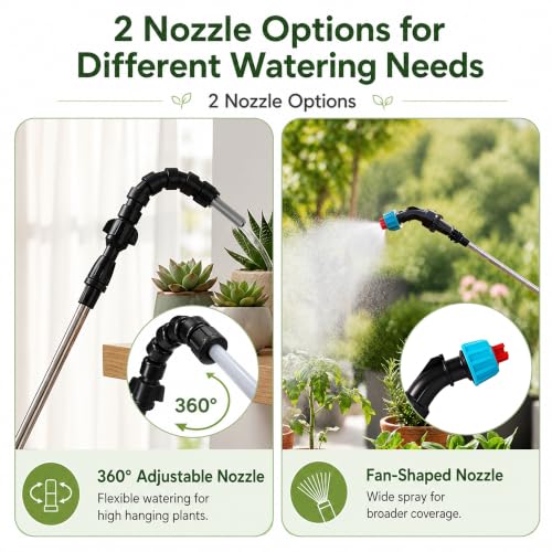 Electric High Reach Plant Waterer with Foldable Bucket, Telescoping Wand