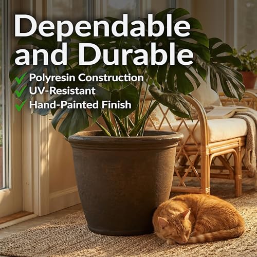 Sunnydaze Anjelica 20'' Large Plastic Planter Pot for Plants, Rust - color: Rust, size: 20 in