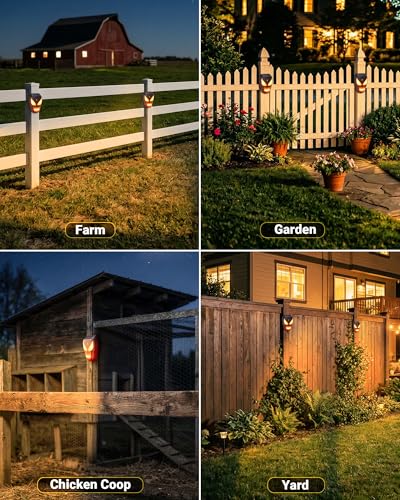 4 Packs Nocturnal Animal Repeller - Solar Coyote Deterrent with Flame Flashing Lights for Chicken Coop, Yard & Garden Protection Against Raccoons, Foxes, Deers, Skunks, Hawks