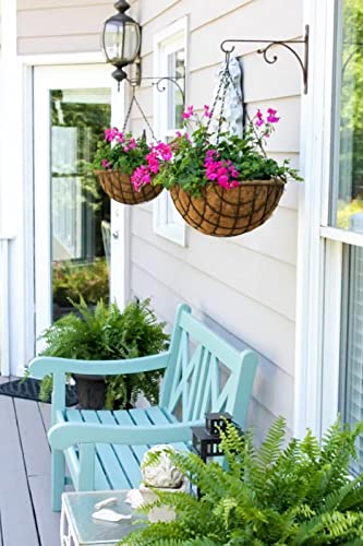 Kingbuy 10 Inch Metal Hanging Planter Basket with Coconut Fiber Liner Round Wire Hanging Plant Flower Pot for Home Garden Patio Decoration, Grid Pattern, 2 Pack - size: 10 Inch, style: Grid