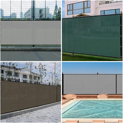 SunnyRoyal 6' x 3' Green Privacy Fence Screen Heavy Duty Windscreen Mesh Fencing Shade Fabric with Brass Grommets for Outdoor Fence Garden Patio Swimming Pool - color: Green, size: 6' x 3'