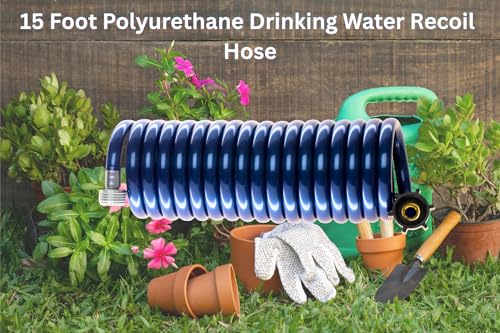 SpringHose PUW615B9-M-3-AMZ Light Polyurethane, Drinking Water Safe Marine/RV Recoil Hose, Blue, 3/8-Inch by 15-Foot - color: Blue Chrome, size: 15-Foot