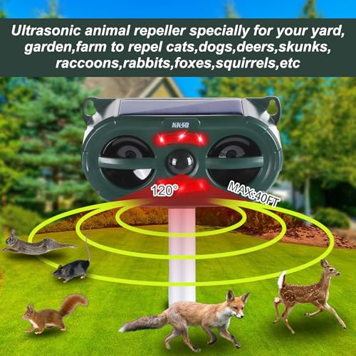 2026 Upgraded Solar Ultrasonic Animal Repellent Outdoor Indoor