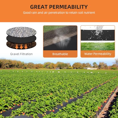 6 oz Heavy Duty Non-Woven Geotextile Fabric 4 ft x 100 ft, 350N Tensile Strength & 440N Load Capacity, Landscape Fabric for Driveway Stabilization, Erosion Control, French Drains & Road Base - size: 4FTx100FT-6.0OZ
