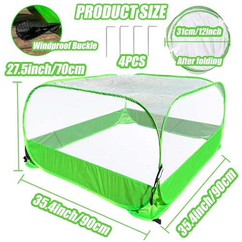 Pop-up Garden Mesh Plant Cover Outdoor Tent Garden Cover Mesh Bird and Pest Protection Guard for Raised Bed Protection Fruits Vegetables Seedlings and Herbs (1pcs 35.4x35.4x27.5in Without Bottom) - style: 1pcs 35.4x35.4x27.5in without bottom