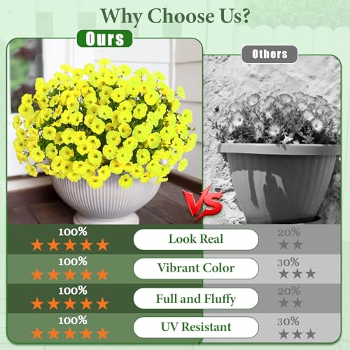 26 Bundles Artificial Flowers for Outdoors, Fake Outdoor Flowers(Yellow) - color: Yellow, size: 26 Bundles
