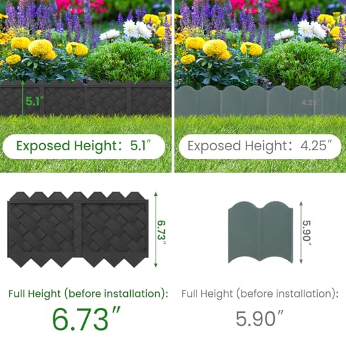 30 Pack Flower Bed Edging Borders, Landscape Edging with Stakes, 5" X 30ft