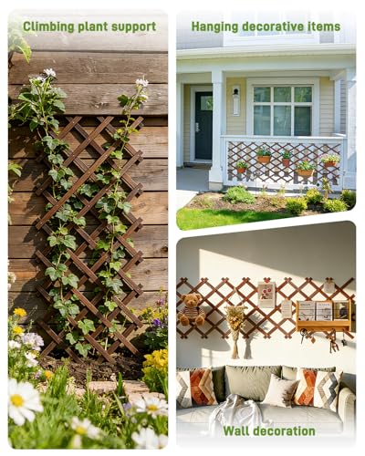 2 Pack Expandable Wooden Lattice Fence Panel, 2.2 x 5.2 Ft - color: 2 Pack, size: 2.2 x 5.2 ft