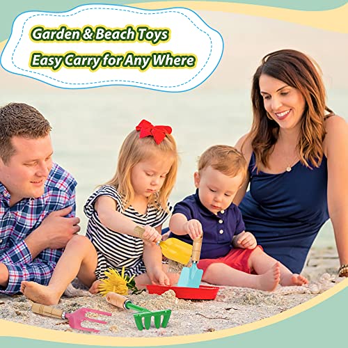 Beach Toy Scoop Sand Spade, Kids Small Garden Tool Set Toy, Rake, Spade, Hoe and Leaf Rake, Beach Shovels Spade Toy, Stainless Steel Sturdy Sandbox Kit Essential Beach Gear Accessories, 4 Pack - style: Marcanon