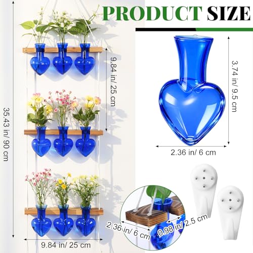 Leinuosen Hanging Plant Propagation Station, Propagation Vases, Blue - color: Blue