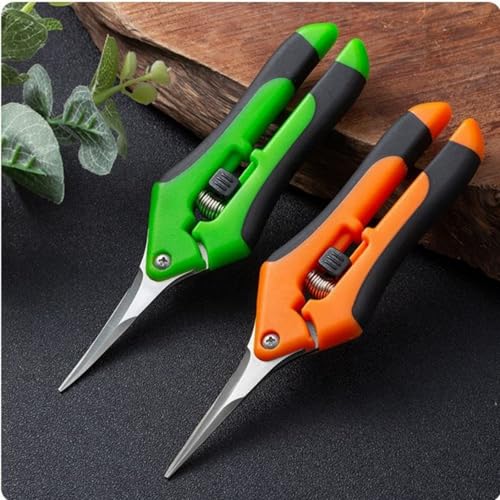 Pruning Shears for Gardening, Ultra Sharp Garden Scissors for Precise Cuts, Stainless Steel Bonsai Clippers with Spring Loaded, 6.5 Inch Garden Shears with Straight Stainless Steel Precision Blades - color: Green&black