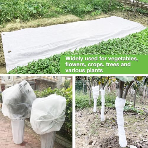 YFFSIDMY Plant Covers Freeze Protection, 6.5'x16' Frost Blankets for Outdoor Plants, Winter Tree Frost Cloth Plant Freeze Protection, Garden Heat Protection Floating Row Cover, White (Pack of 2) - size: 6.5'x16' (Pack of 2)