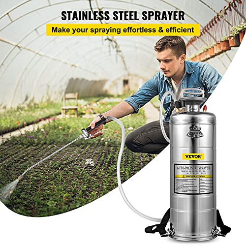 Happybuy 3.5 Gallon Stainless Steel Sprayer, 20" Wand & 3FT Reinforced Hose, Pressure Gauge, Safety Valve&Adjustable Nozzle, Garden Weed Pump Sprayer for Lawn, Gardening - size: 3.5 Gallon