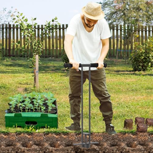 Dolibest Sod Plugger, Bulb Planter Tool with Non-Slip Grip Handle. Turf Cutter and Grass Plugger Tool with Dual Pedals, Sharp Serrations, Perfect for Zoysia, Bermuda and More (Upgrade) - color: Black C- 3'' depth