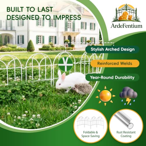 White Garden Fence Panels - 30.33ft x 17in (H) Garden Fence Animal Barrier Metal Fencing for Yard Decorative Garden Border Edging for Dogs No Dig Dog Fence for Outdoor Decor Flower Bed - color: White, size: 28 Panels - 17 in(H) X 30.33 ft(L)