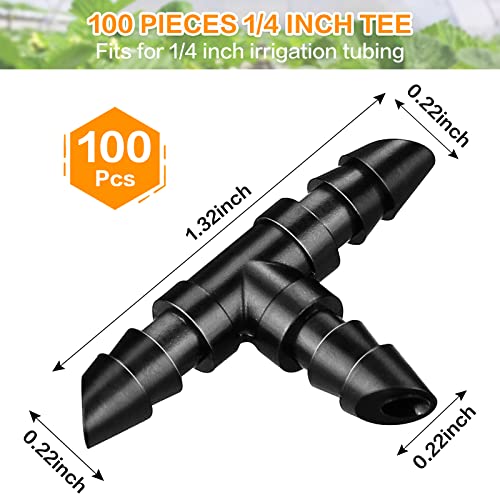 Gardrip Drip Irrigation Tee Fittings:100 Pieces Barbed Tee Irrigation Parts with Sharp End Fits for 1/4 Inch Drip Irrigation Tubing Drip Line T Connectors for Garden Lawn System - color: Tee-100P