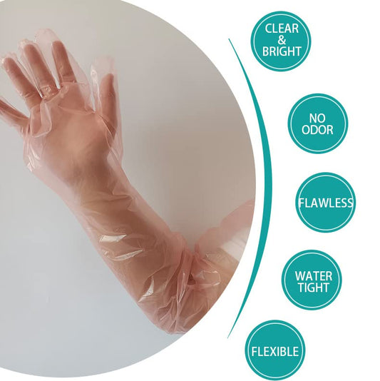 ORSDOM Long Sleeve Vet Gloves,Long Disposable Gloves, Field Dressing Gloves,Shoulder Length Extra Long Full Arm๏ผ 50 Pcs