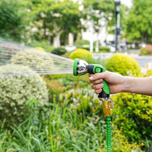 Besiter Garden Hose Nozzle Sprayer: 2 Pack 10 Watering Patterns Spray Nozzles Heavy Duty Metal Hose Head Hose Attachment, Thumb Control On Off Valve - color: Bluegreen