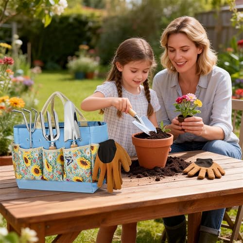 Garden Tool Set, 10 PCS Gardening Tools/Kit for Women,Gardener Gift - color: Blue