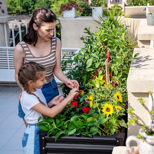 Land Guard 2Pcs Galvanized Raised Garden Bed with Legs, 48×24×32in Large Metal Elevated Raised Planter Box with Drainage Holes for Backyard, Patio, Balcony, 400lb Capacity (Gray) - color: Gray