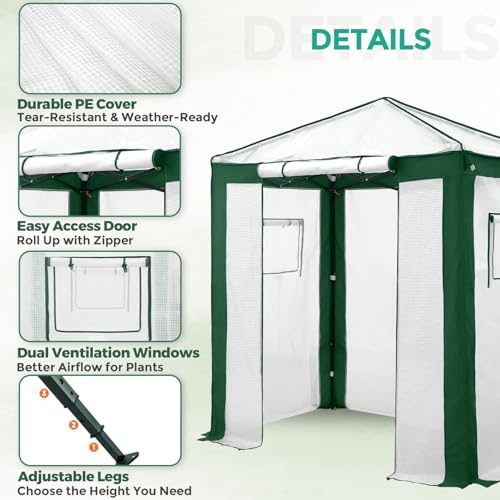 EAGLE PEAK 6x4 Walk in Pop Up Greenhouse, Green/White - color: Green/White, size: 6x4
