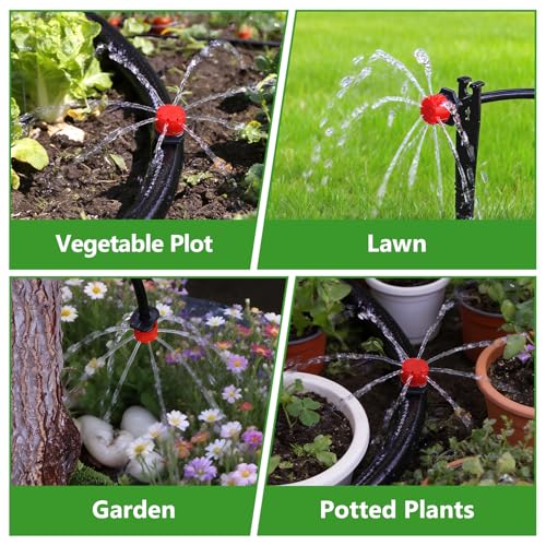Kalolary 200PCS 1/4" Adjustable Drip Irrigation Emitters (Red, 8 Holes) - color: 200PCS Red 8 Holes