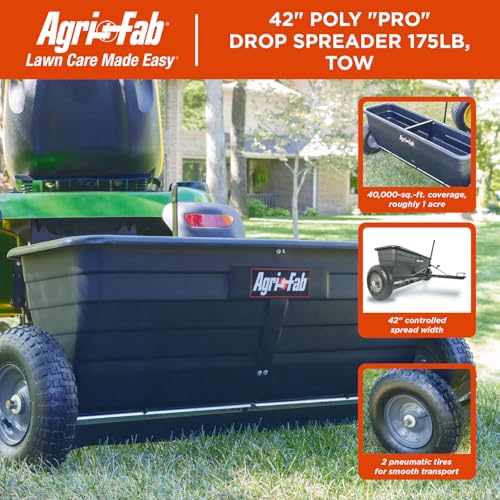 Agri-Fab Tow Behind Lawn and Garden Drop Spreader for Seed, Fertilizer, Salt and Ice Melt, 175 lb Capacity with 42 In Spread Width - style: 175 lb. Tow-Behind Drop Spreader