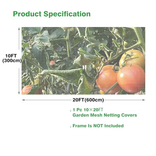 Garden Netting 10x20ft - Ultra Fine Insect Netting for Plants Trees - size: 10'x20'