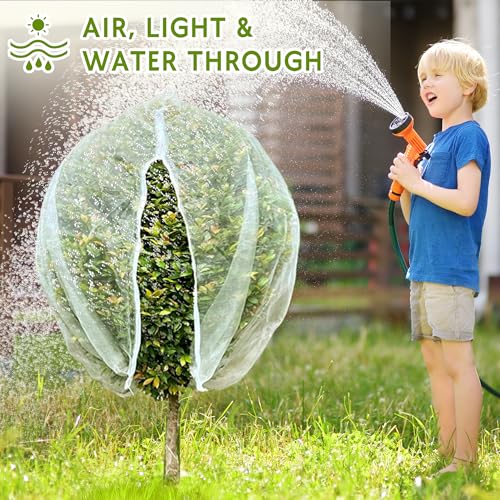 2 Pack Fruit Tree Netting Bags with Zipper and Drawstring, Ultra Fine Mesh Garden Netting Plant Cover, Bird Netting for Blueberry Bushes, Fruit Vegetable Trees, Flowers (White, 10 x 10 ft) - color: White, size: 10 x 10 ft