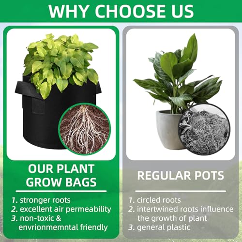 120 Pack Plant Grow Bags, 7 Gallon Felt Non-Woven Aeration Fabric Plant Grow Pots, Thickened Nonwoven Garden Pots with Handles for Fruits, Vegetables, and Flowers - size: 7 Gallons