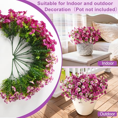 INQCMY Fake Artificial Pansy Flowers Plants for Outdoors UV Resistant - color: Gradient Double Pink