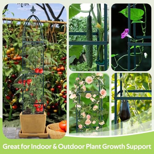 100% Garden Trellis Metal Obelisk Trellis for Climbing Plants Outdoor - color: Black Green